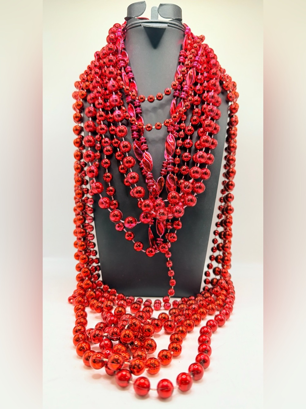 Party Beads! Necklaces; 10 strand lot, in Radiant Red!